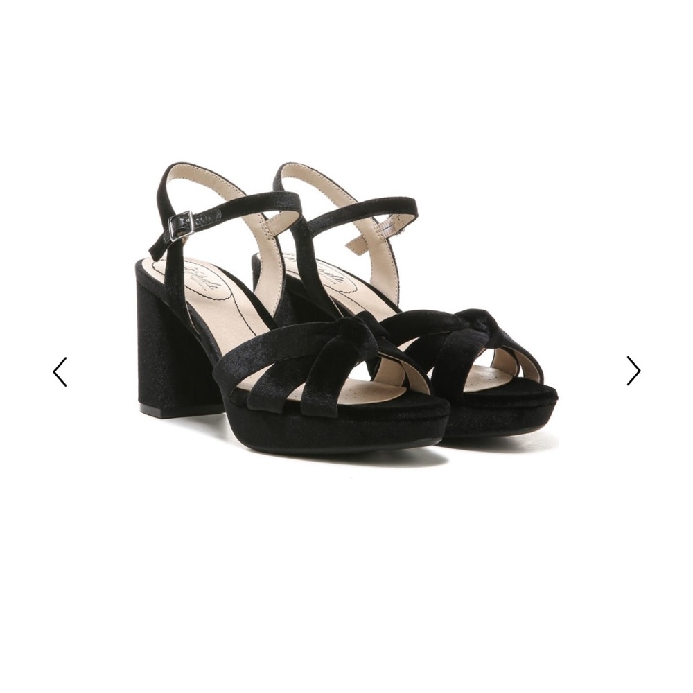 NEW Life Stride Lucky Blk Velvet chunky heel 10